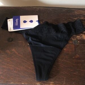 Speax Absorbent Bladder Leak Protection Black Lace Trim Thong